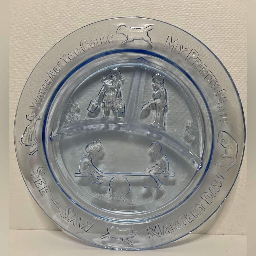 Vintage Tiara Glass Nursery Rhyme Plate